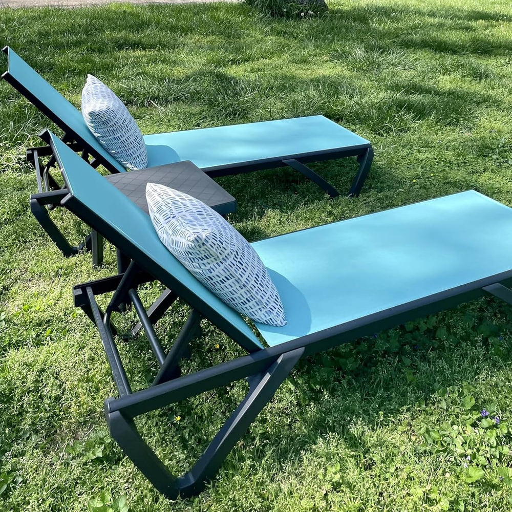 Domi Aluminum Pool Lounge Chair Outdoor Set of 2 Chaise Lounge Outdoor | Whee...