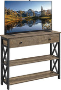 Yaheetech TV Stand, Entertainment Center with Drawer, Media Console Table for TV up to 45 inch, TV Console Table with Open Storage Shelves for Living Room/Hallway, Metal Frame, Taupe Wood