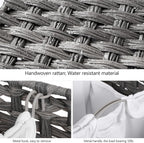 Laundry Hamper with 3 Removable Liner Bags; 132L Handwoven Rattan Laundry Basket with Lid & Heightened Feet; Clothes Hamper with Side Handles; Laundry Sorter with 3 Separate Sections (Gray)