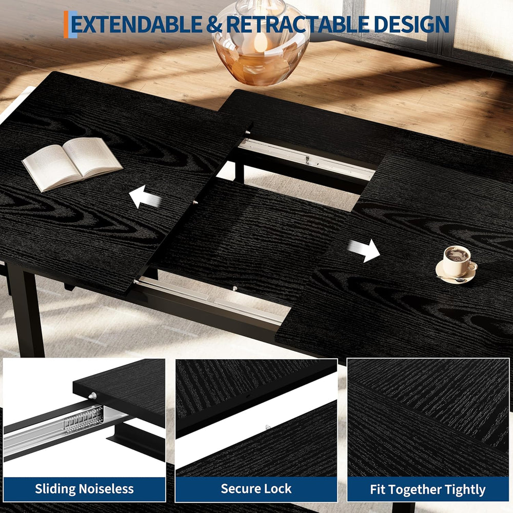 IDEALHOUSE 5-Piece Extendable Dining Table Set for 6-8 People, 63 Inch Kitche...
