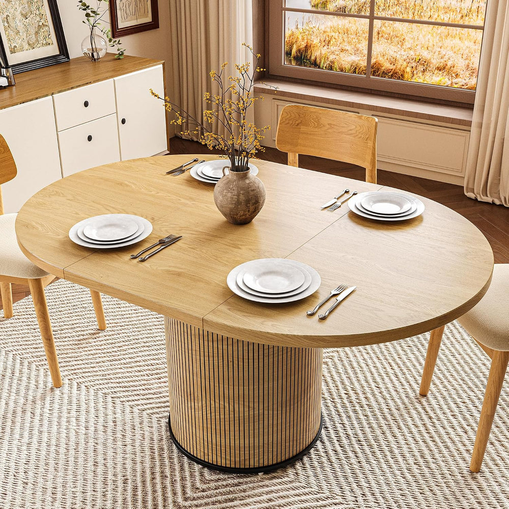Extendable Dining Room Table Round Dining Table for 4 6 8, 43"-59" ...