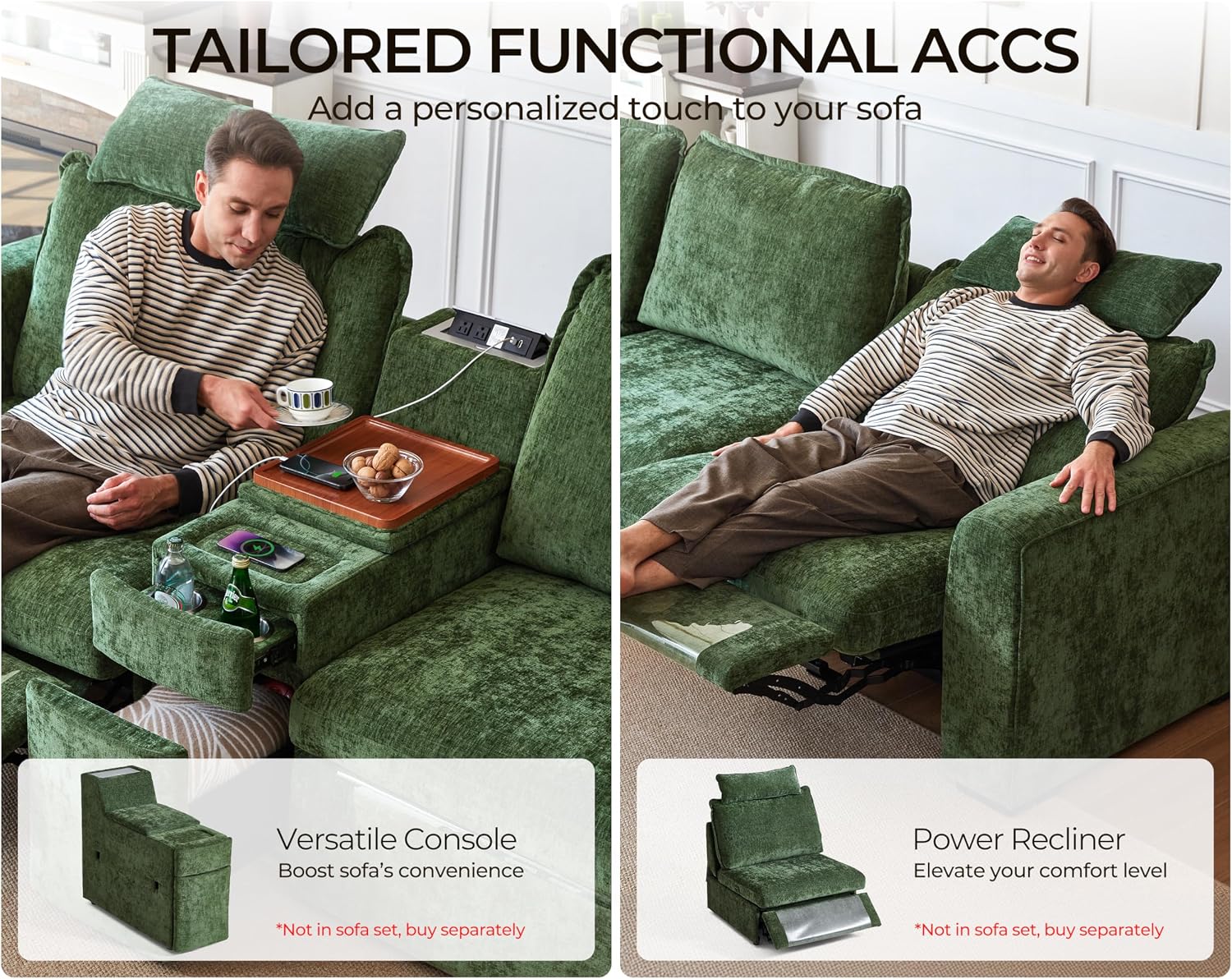 155.9'' Oversized Modular Sectional Sofa Plush Cloud Couch with Storage, Convertible Deep U-Shaped Couch with Chaises for Living Room, 6-Seater with Corner and 2 Ottomans, Chenille, Green