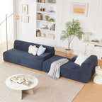 107" Modular Sectional Cloud Couch, Boneless couches Sponge sectionals for Living Room, High Density Sponges Sofa, Modular L-Shape with Chaise, Blue