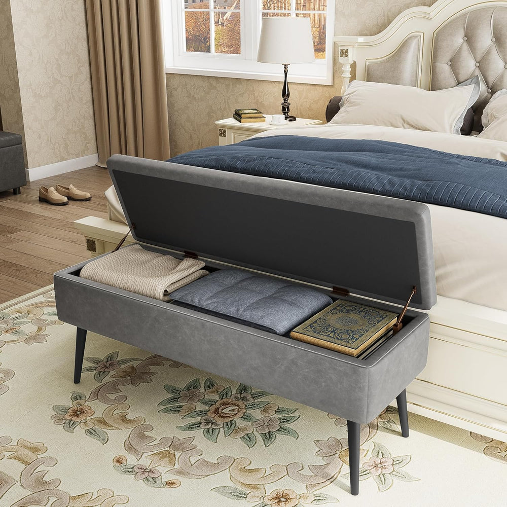 GarveeHome Storage Ottoman Bench, Mid-Century Modern Entryway Bedroom Bench, ...