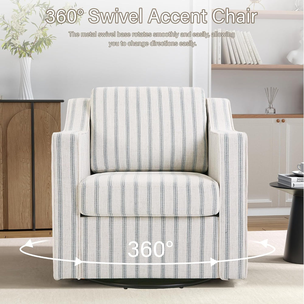 Swivel Accent Chairs Set of 2, 360° Swivel Upholstered Club Armchairs for Liv...