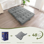 MAXYOYO Folding Sofa Couch Bed, 6 Inch Tri-Fold Floor Sofa Bed, Folding Mattress with Handles, Soft Faux Fur Folding Bed with Supportive Foam Filling, Portable Couch for Living Room, Full, Grey