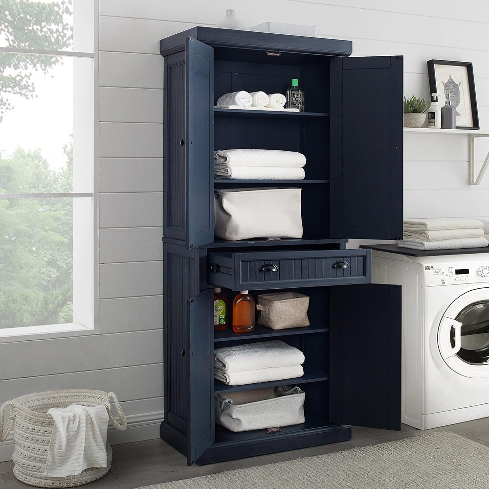 Crosley Furniture Seaside Coastal Pantry Storage Cabinet with Shelves, Kitche...