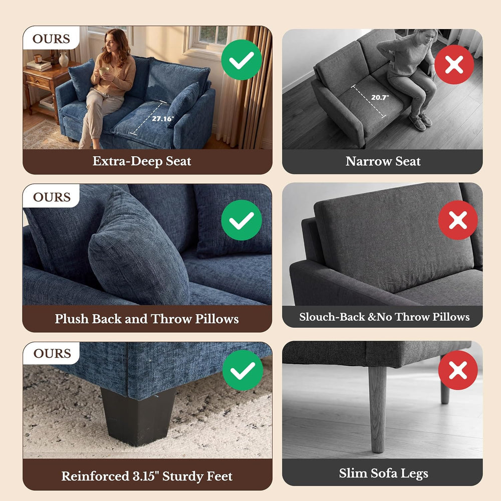 KYJ Loveseat Sofa, Cloud Love Seat Couch 3 Layer Cushion for Small Spaces | 5...