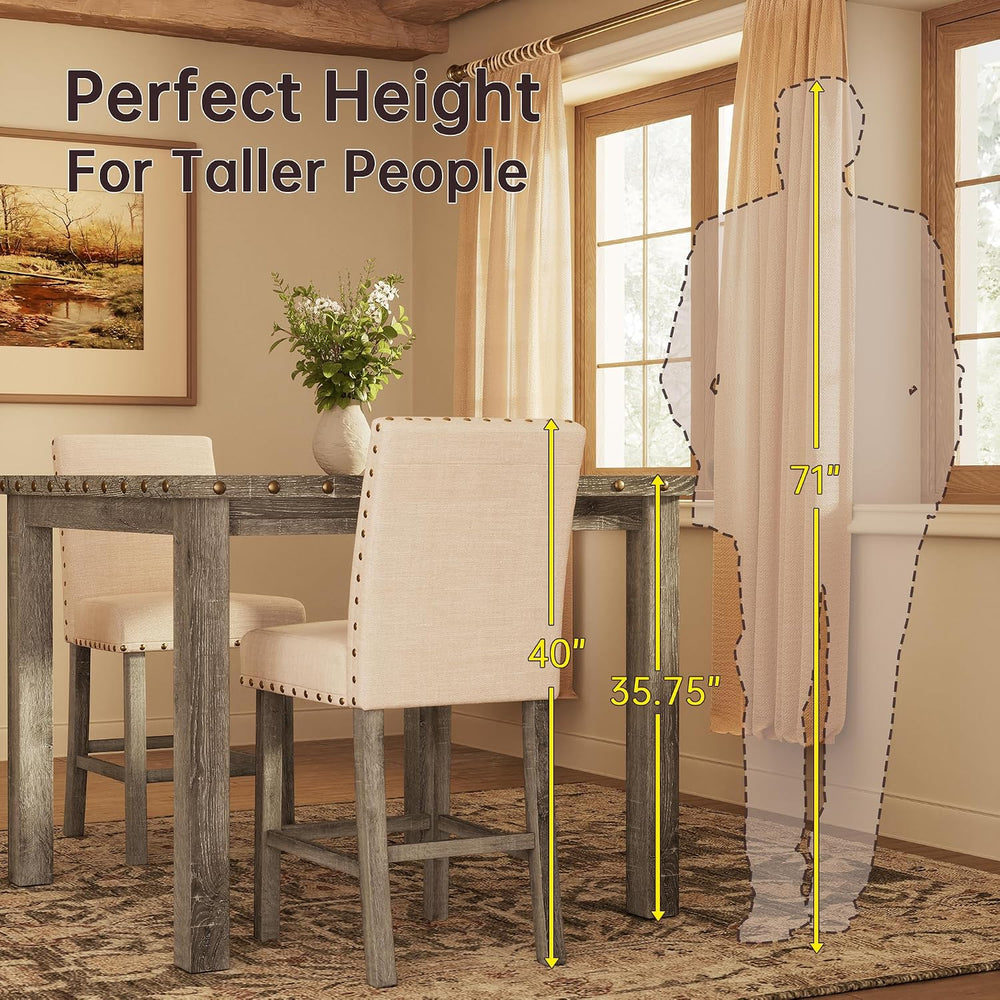 Counter Height Dining Table Set for 4,Farmhouse Dining Table Set for 4,Square...