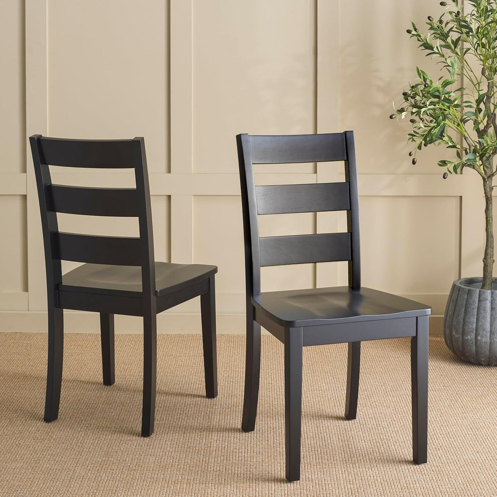 SAFAVIEH Home Collection - Silio Black Wood Ladder Back Dining Chair Set of 2...