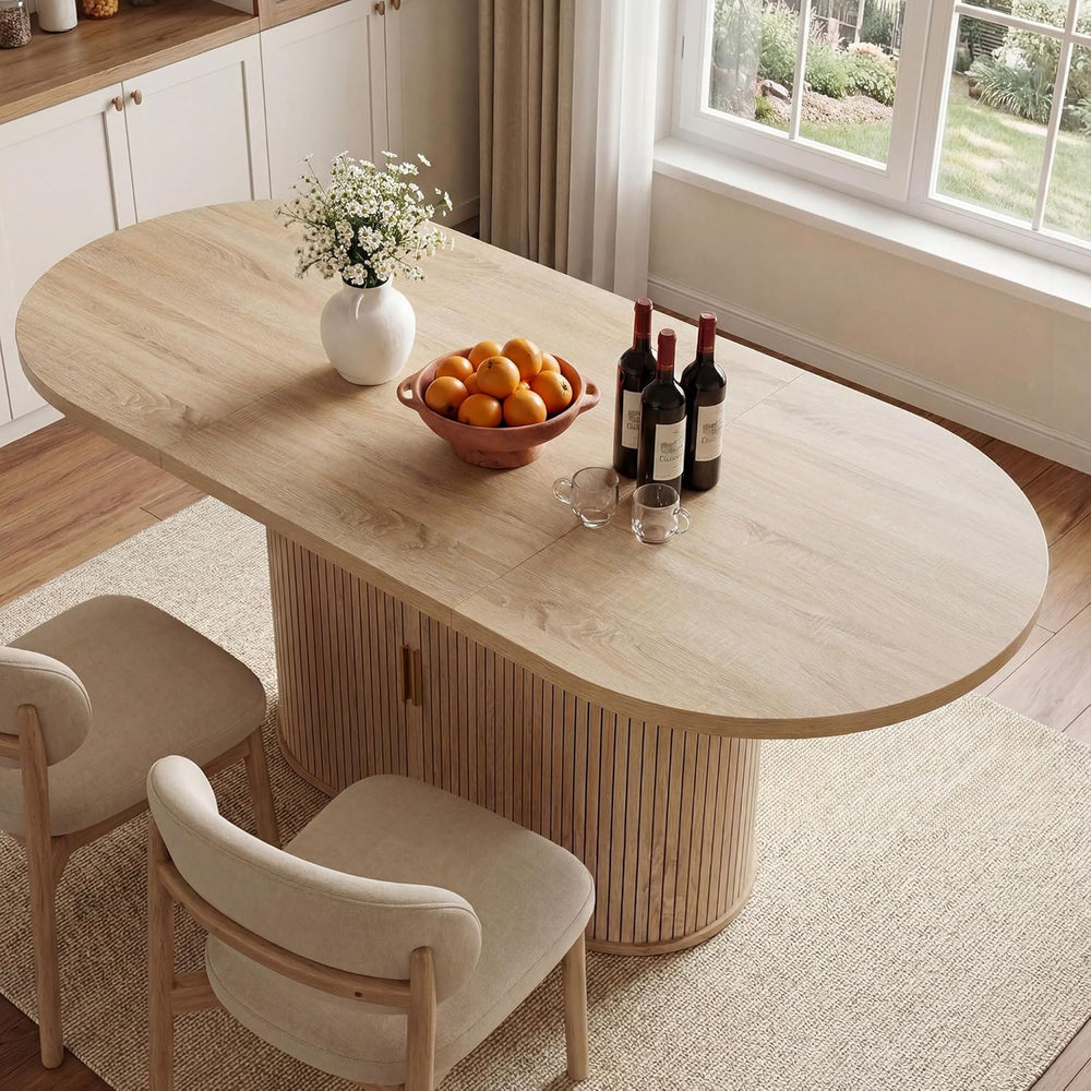 DWVO 70.9" Oval Dining Table for 6-8, Modern T-Shaped Kitchen Table with...