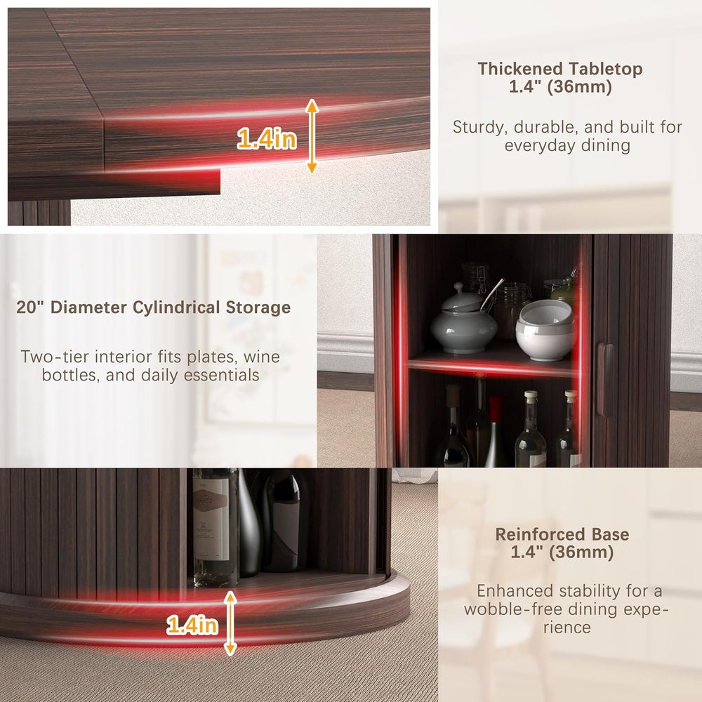 47.2"–63" Extendable Dining Room Table for 4–8, Round‑to‑Oval Expan...