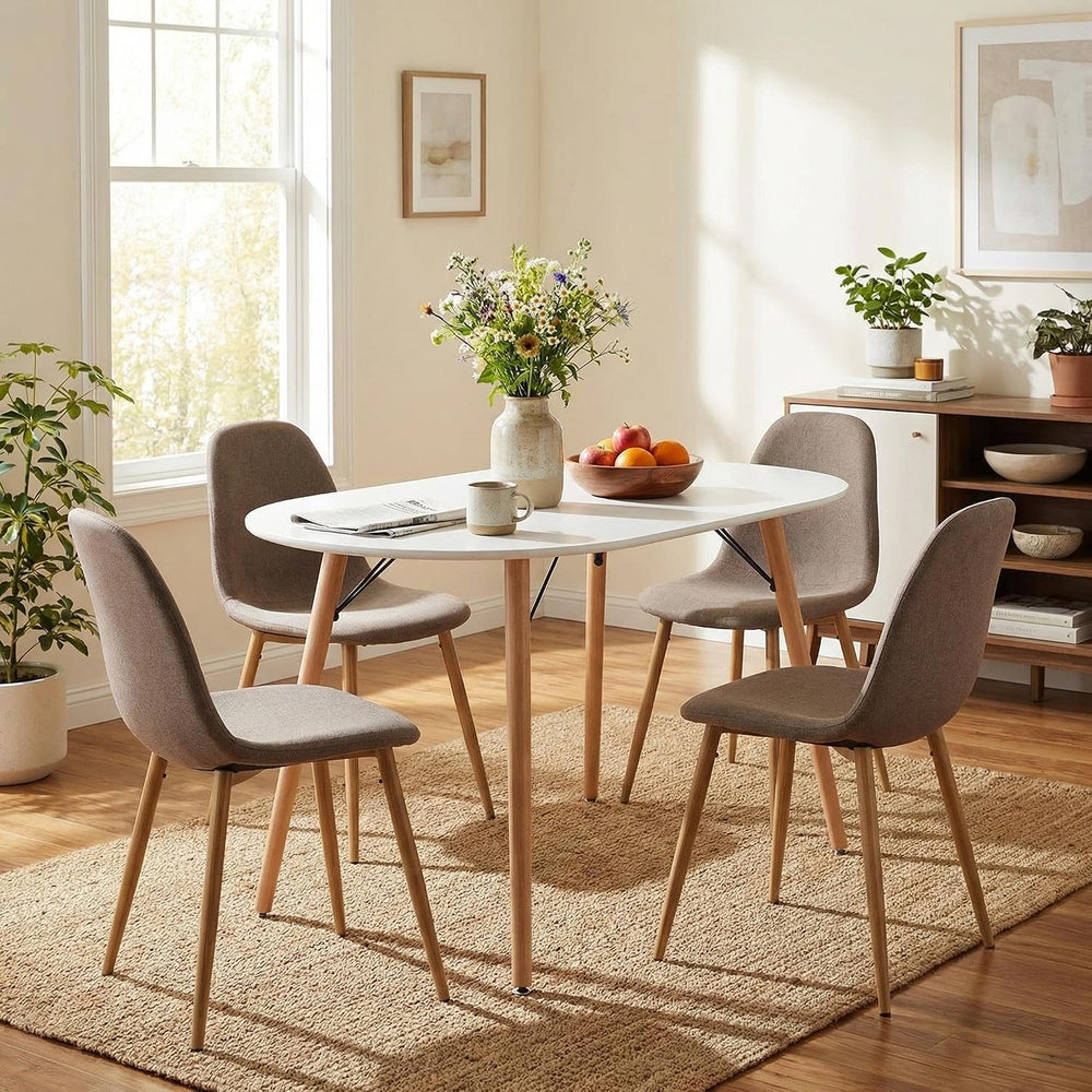 FurnitureR Dining Table Oval 47.2 Inch for 4-6 Person, Stylish Leisure Table ...