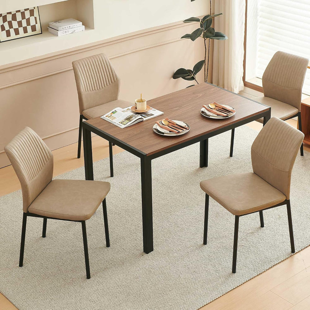 Comfortable Dining Chairs Set of 4 Upholstered Faux Leather Cushion Seat | Er...