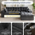 MAXYOYO 104" L Shaped Modular Sectional Sofa with Ottoman, Cloud Boneless Couch with Layered Cushion, Upholstered Sofa in a Box, Flexible Module Combination for Living Room, No Assembly, Dark Grey