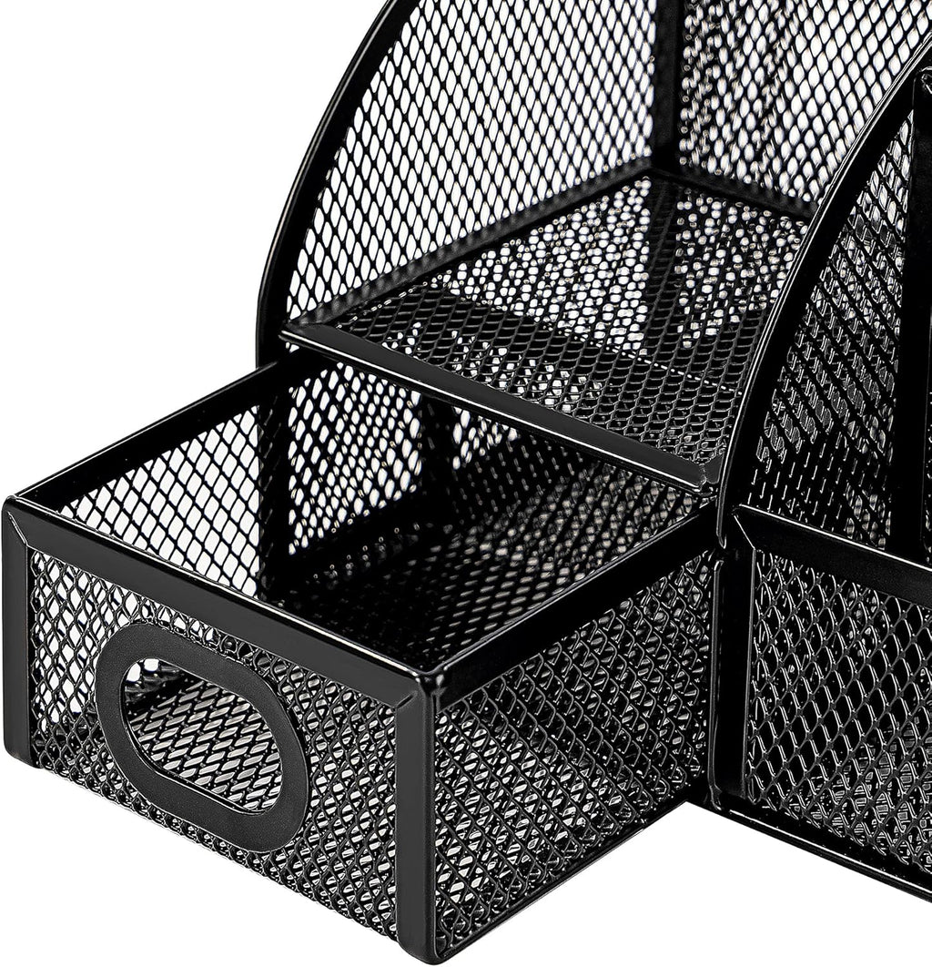 Amazon Basics Pen Holder and Desk Organizer, Office Caddy Storage, Black, ‎9.1" x 5.9" x 5.5''