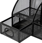 Amazon Basics Pen Holder and Desk Organizer, Office Caddy Storage, Black, ‎9.1" x 5.9" x 5.5''