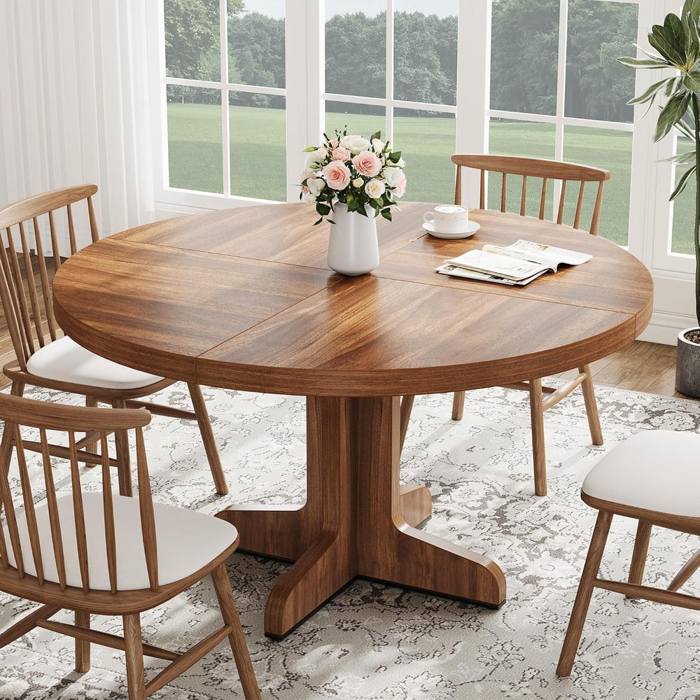 Garvee 47 Inch Round Dining Table for 4, Farmhouse Kitchen Dining Room Circle...