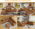 EASE MOOSE Armrest Module, Faux Leather Sectional Accessory, Brown