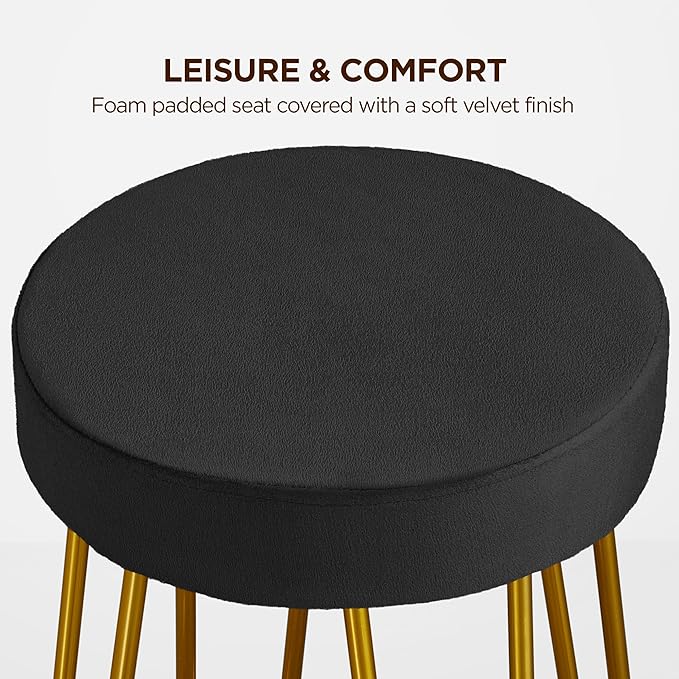 Yaheetech Bar Stools Set of 2, Velvet Round Counter Stools, Backless Counter ...