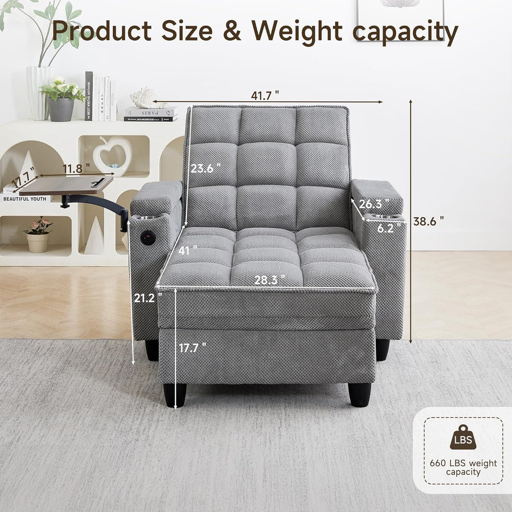 hansones 41.7" Chaise Lounge Chair Indoor, Sofa Bed with Adjustable Back...