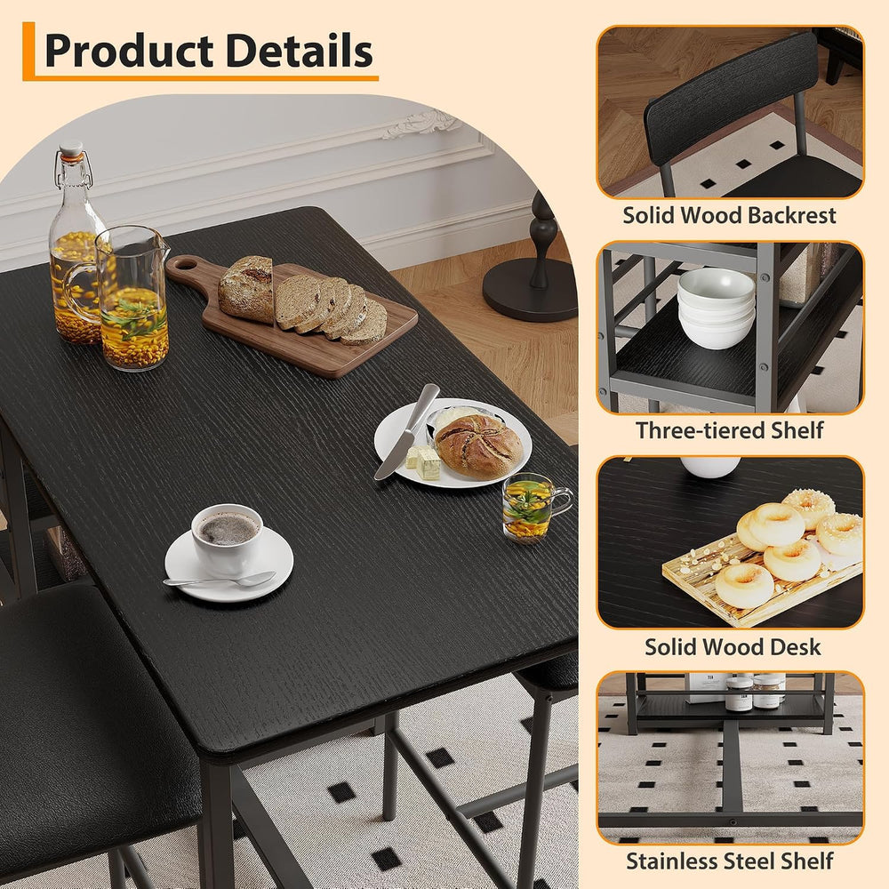 GarveeLife Farmhouse Counter Height Kitchen Table with 2 Bar Stools