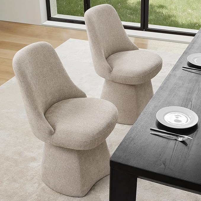 Swivel Dining Chairs Set of 2, Upholstered Mid Century Modern Deskchair with ...