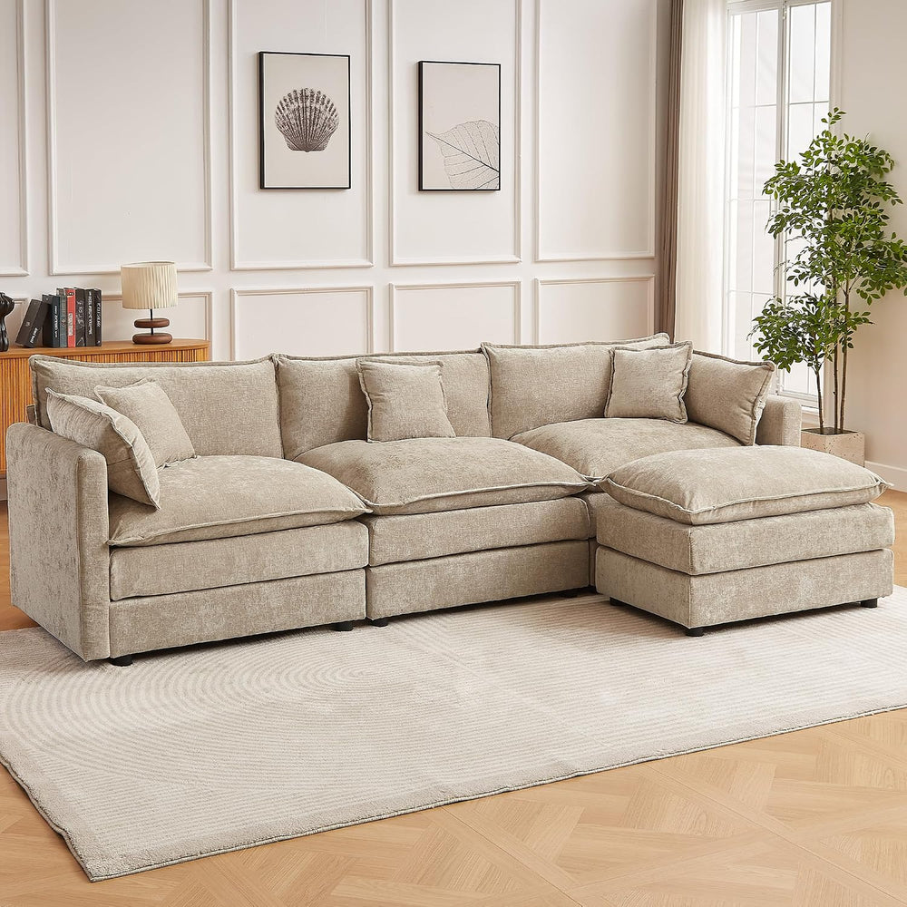 Modular Sectional Sofa, 112.2 Inch L Shaped Couch Set with Armrests, 3-Seater...