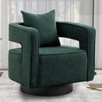 Swivel Accent Chair Set of 2, Modern Swivel Barrel Chair for Living Room, 360 Degree Comfy Square Accent Chair with Open Back, Upholstered Armchair for Bedroom,Reading, Boucle, Dark Green