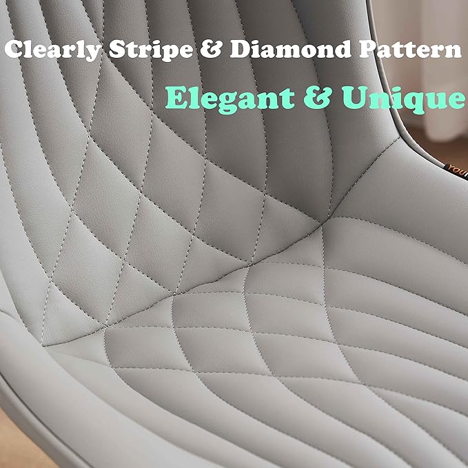 YOUTASTE Dining Chairs Set of 2, Mid Century Modern Upholstered Faux Leather ...