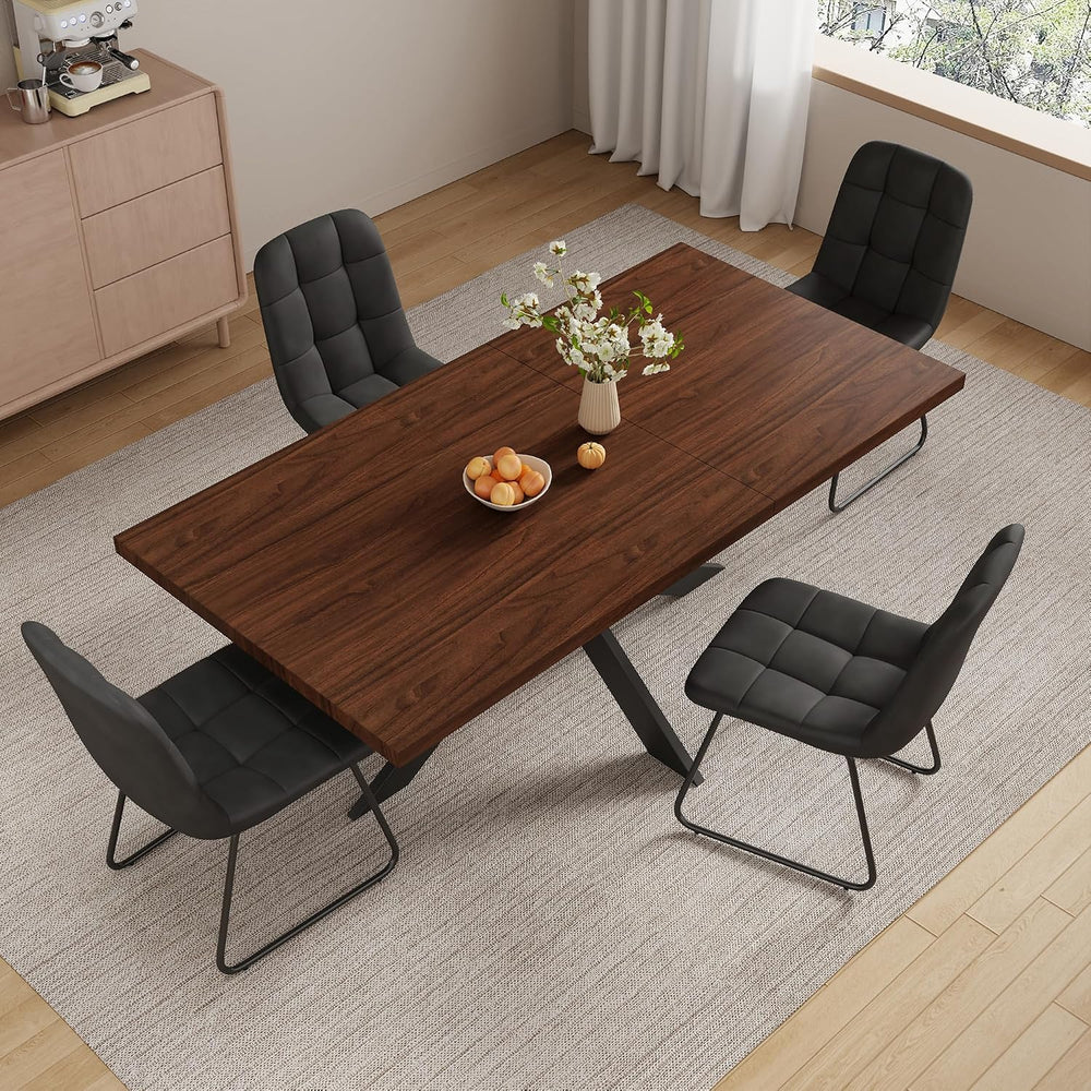 ZckyCine 7-Piece Dining Table Set with 51"-67" Extendable Walnut Wo...