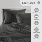 LANE LINEN Pillows Queen Size Set of 2, Soft 100% Egyptian Cotton, Cool & Smooth 1000 Thread Count Pillow Cases - Swiss Dot - Charcoal
