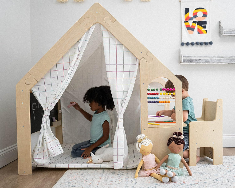 Avenlur Flair - 5 in 1 Indoor Playhouse with Desk Table, Chair, Chalkboard, F...