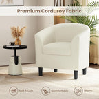 Yaheetech Corduroy Barrel Chairs Set of 2, Upholstered Club Chairs Accent Chairs, Round Armchairs Waiting Room Chairs with Soft Cushion for Living Room Bedroom Reading Room, Beige