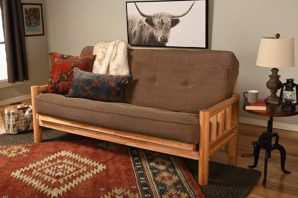 Kodiak Futons Lodge Futon in Natural Finish with Marmont Mocha Mattress, Brown, Full (760916)