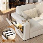 Vesgantti Oversized 6-Seater Chenille L Shaped Sectional Sofa, Beige | Modular, with Ottoman, Storage Armrests, Comfy Couch for Living Room, Apartment, Breathable Fabric, Pet-friendly