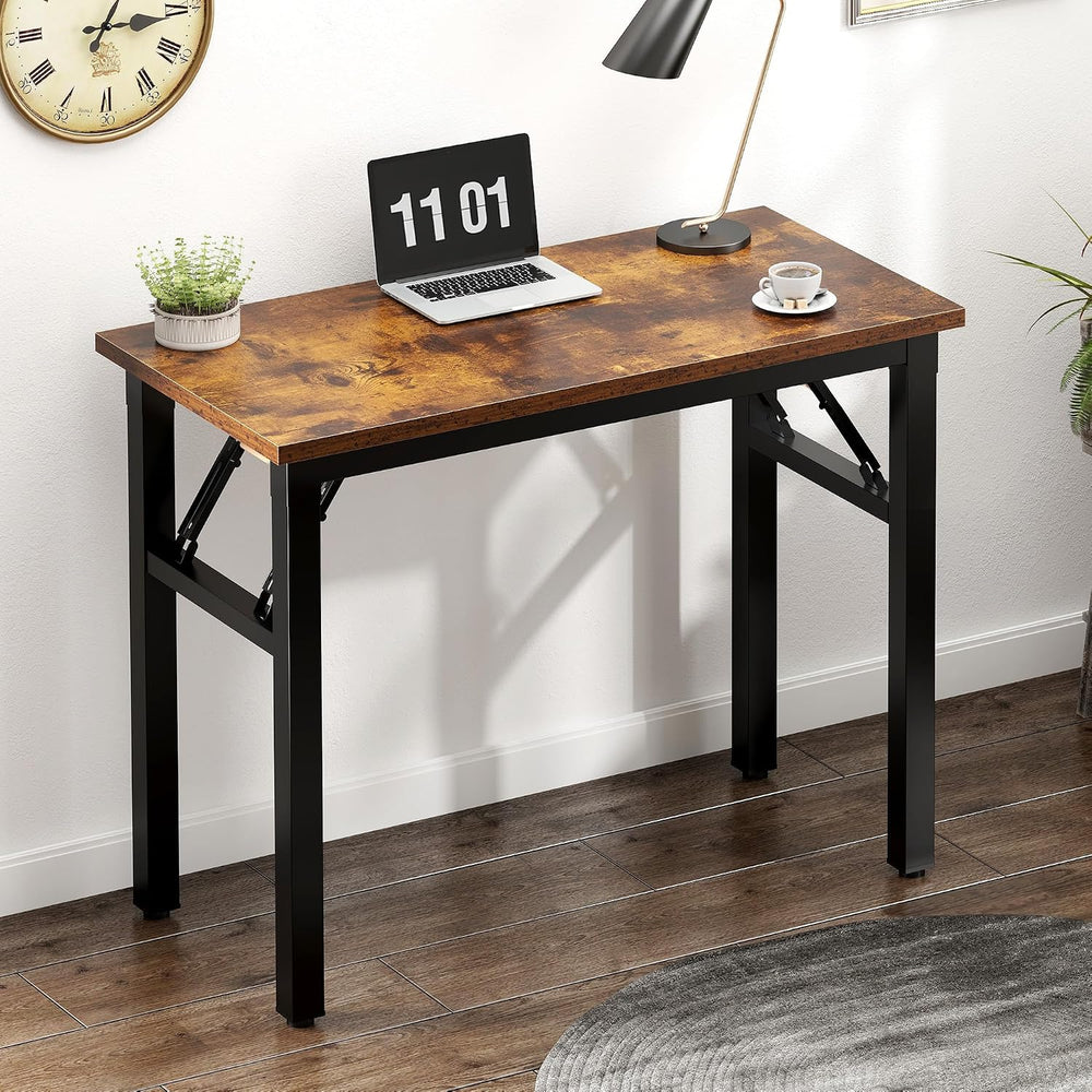 Need Small Folding Computer Desk, 31.5 Inch Writing Table, Rustic Brown