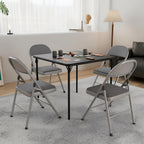 VECELO 5-Piece Folding Card Table Square and Chair Set with Collapsible Legs & Vinyl Upholstery,Portable for Indoor & Outdoor, Black & Dark Grey