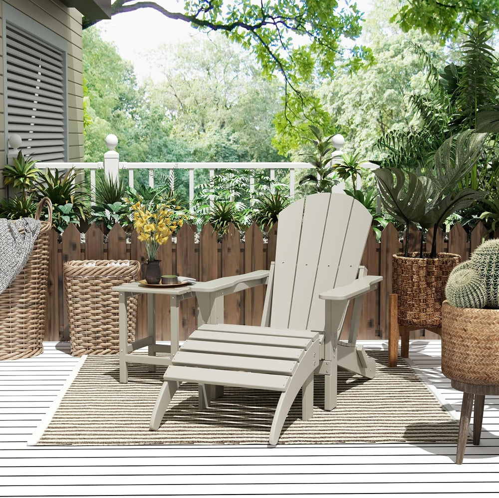 Malibu Outdoor Lounge Chairs, 3-Pieces Adirondack Chair Set with Ottoman and ...