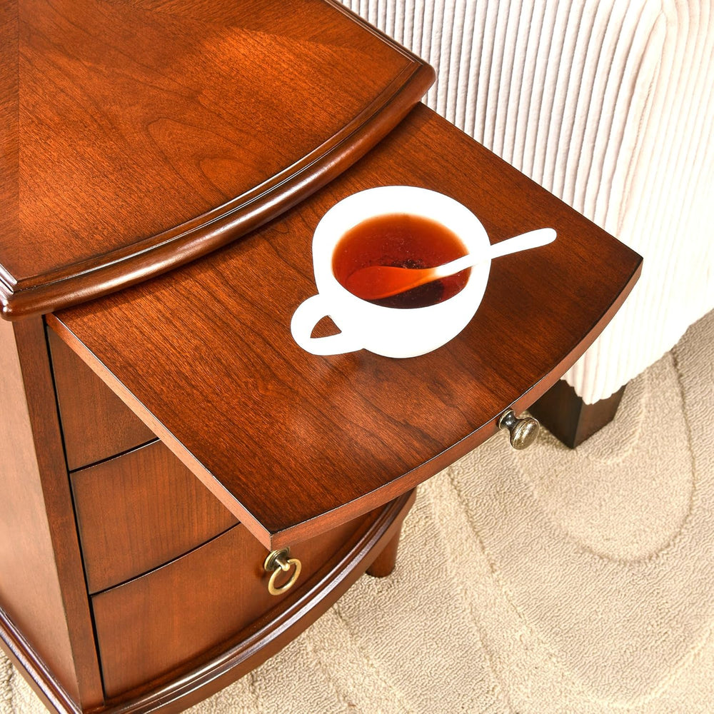 PADMA HOUSE Solid Wood End Table with 3 Drawers, Fully Assembled Nightstand w...