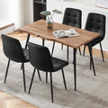 Rectangular Dining Table Set with Upholstered Chairs - Modern Kitchen Table and Chairs Set of 4 for Small Spaces - Black