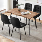 Rectangular Dining Table Set with Upholstered Chairs - Modern Kitchen Table and Chairs Set of 4 for Small Spaces - Black