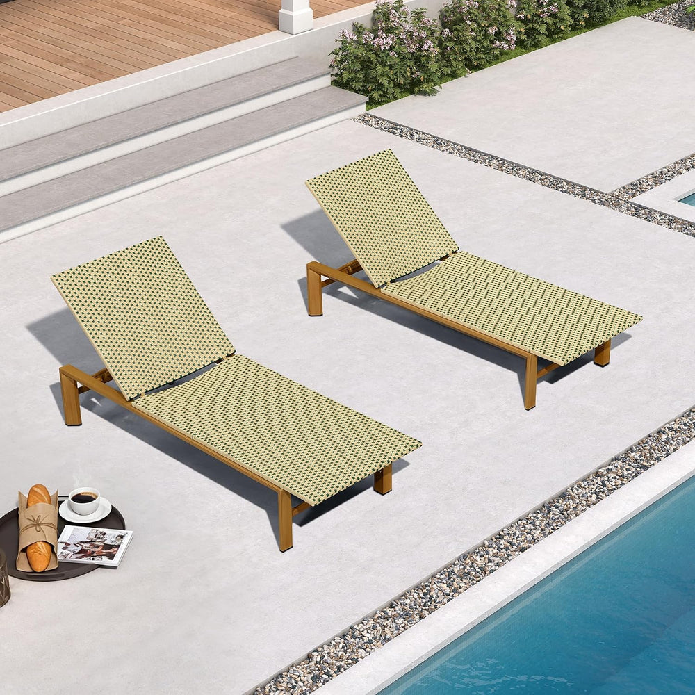 PURPLE LEAF Extra Wide Patio Lounge Chair Resort Wicker Set of 2, Green | Dur...