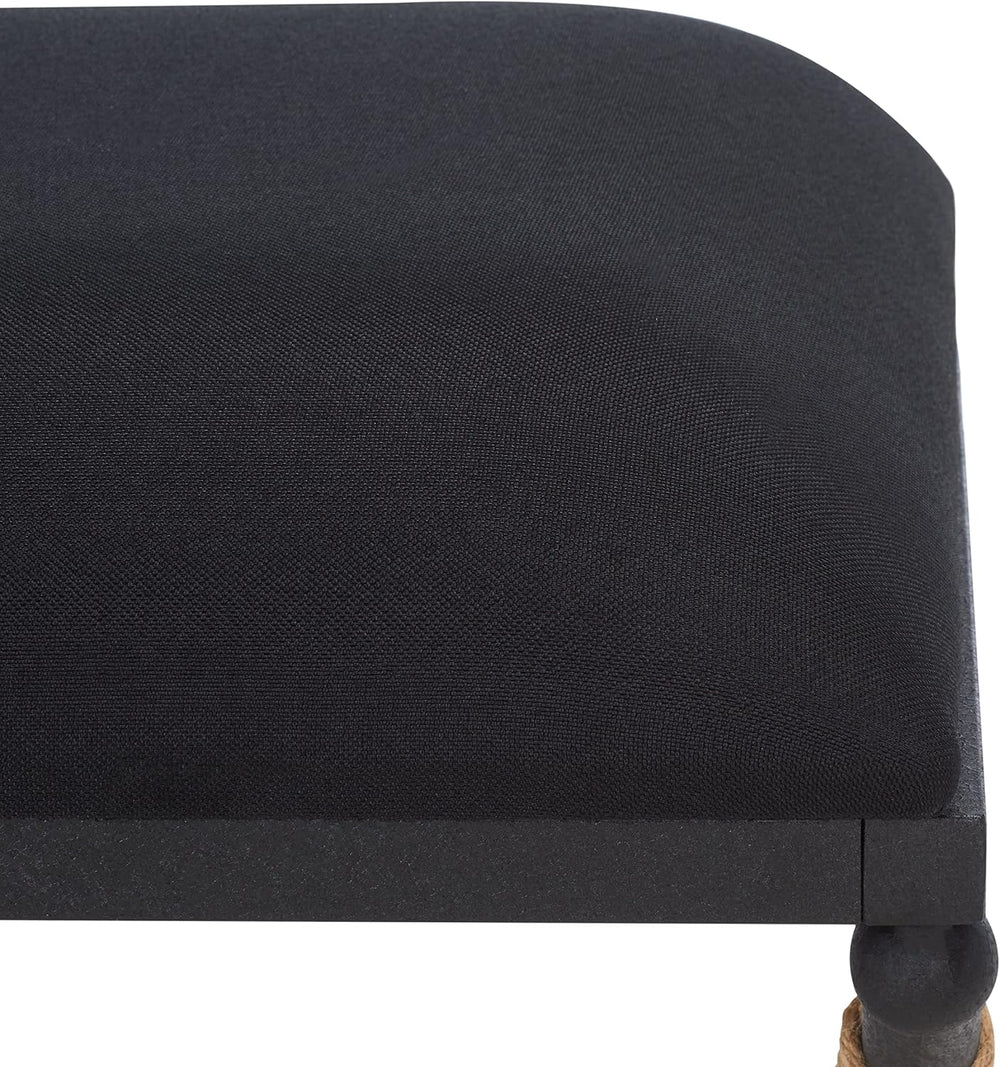 SAFAVIEH Couture Collection Carmelo Coastal Black Linen Hemp Wrapped Bench