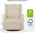 Evolur Linda Upholstered Plush Seating Swivel Glider in Shell, Greenguard Gold Certified, Modern Nursery Glider, Tool-Free Assembly