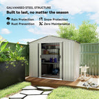 Outsunny 7' x 4' Outdoor Storage Shed, Garden Tool Metal Shed with Foundation Kit, Double Lockable Door, Air Vents and Sloping Roof, for Backyard, Patio, Lawn, White
