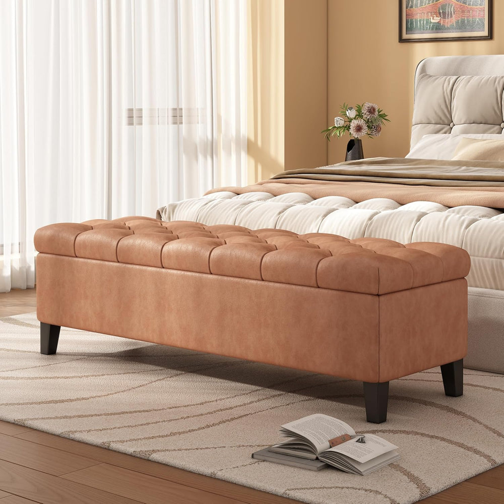 Christopher Knight Home Ottilie PU Leather Storage Ottoman Bench, Wooden Rect...