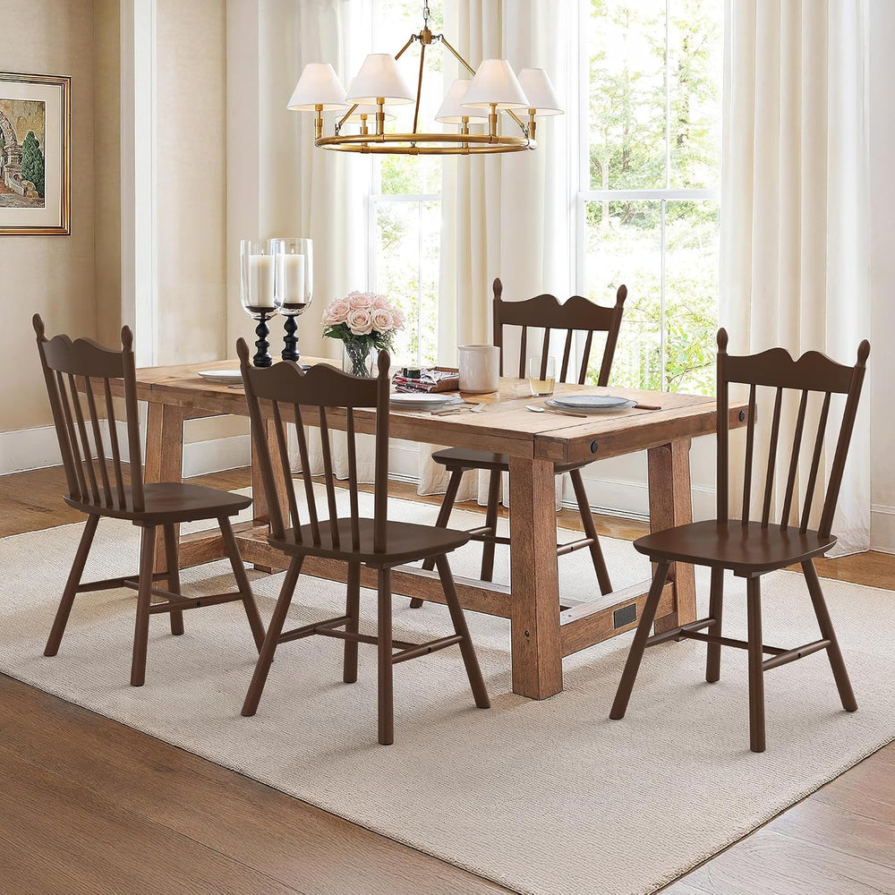 LUE BONA Wooden Dining Chairs Set of 4, Windsor Dining Chair with Thickened B...