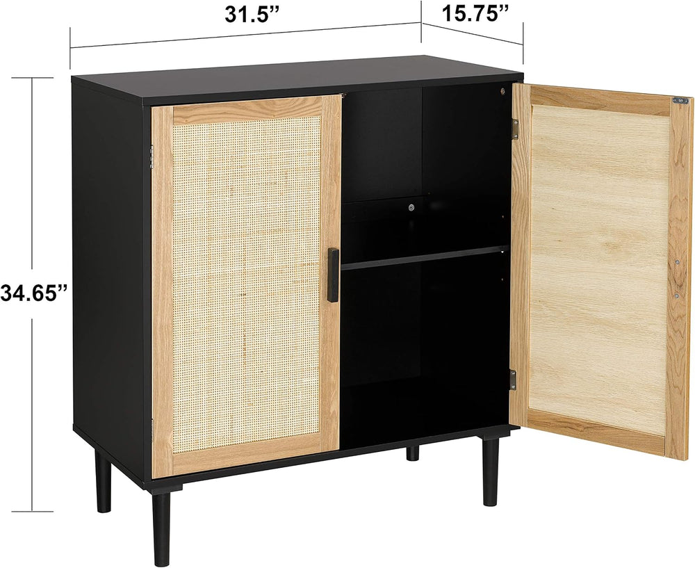 Finnhomy Sideboard Buffet Cabinet, Kitchen Storage Sideboard with Rattan Deco...
