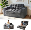 MAXYOYO Convertible Sofa Bed, Loveseat Sofa Couch for Adults, 2 in 1 Folding Couch Bed, Fold Out Floor Couch for Living Room Bedroom Lounge, Dark Grey